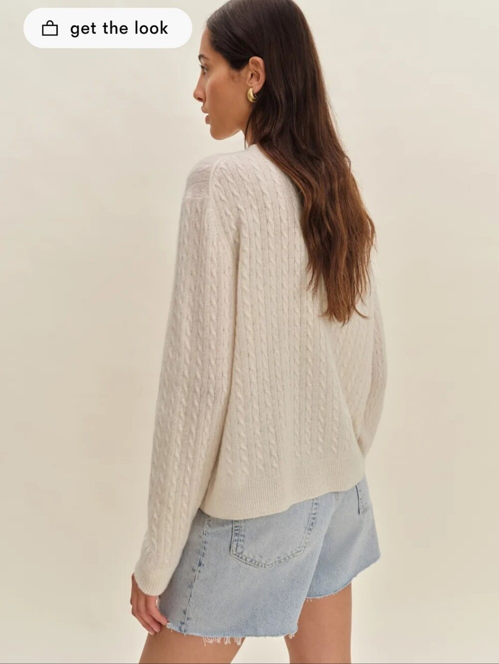NWT Reformation Cashmere Boyfriend Sweater - Cream Cable - Small - Picture 4 of 12
